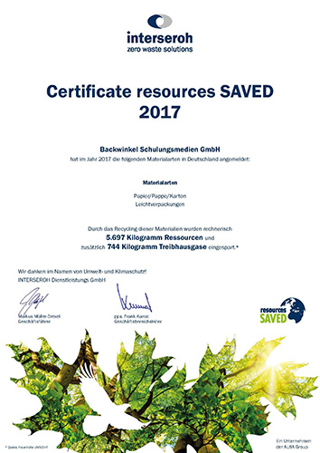 BACKWINKEL GmbH - interseroh Urkunde 2017